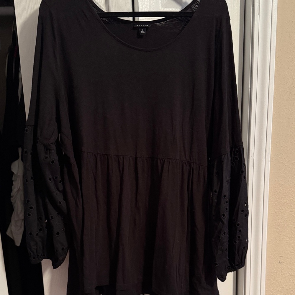 Torrid Black Long Sleeve Top with Eyelet Detail